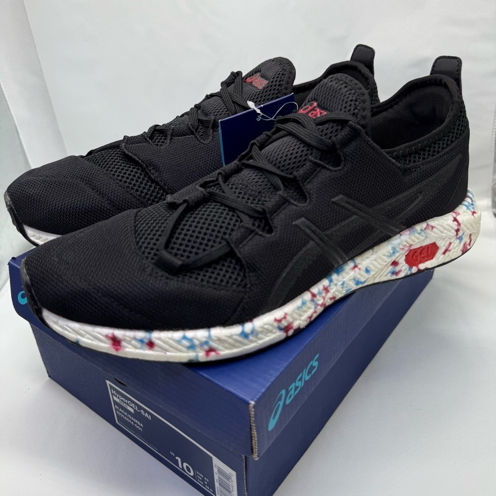 ASICS HyperGEL-SAI Mono-Sock Lace-Up Sneakers Shoes size 10 Running black NEW